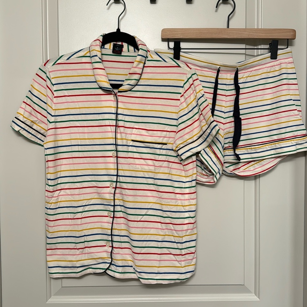 J. Crew Short Sleeve Pajama Set - Rainbow Stripe